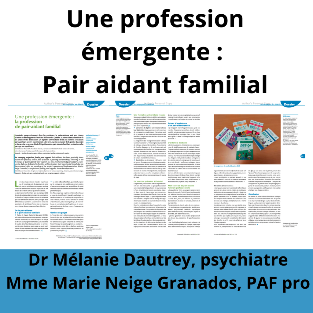 Une profession émergente : pair aidant familial